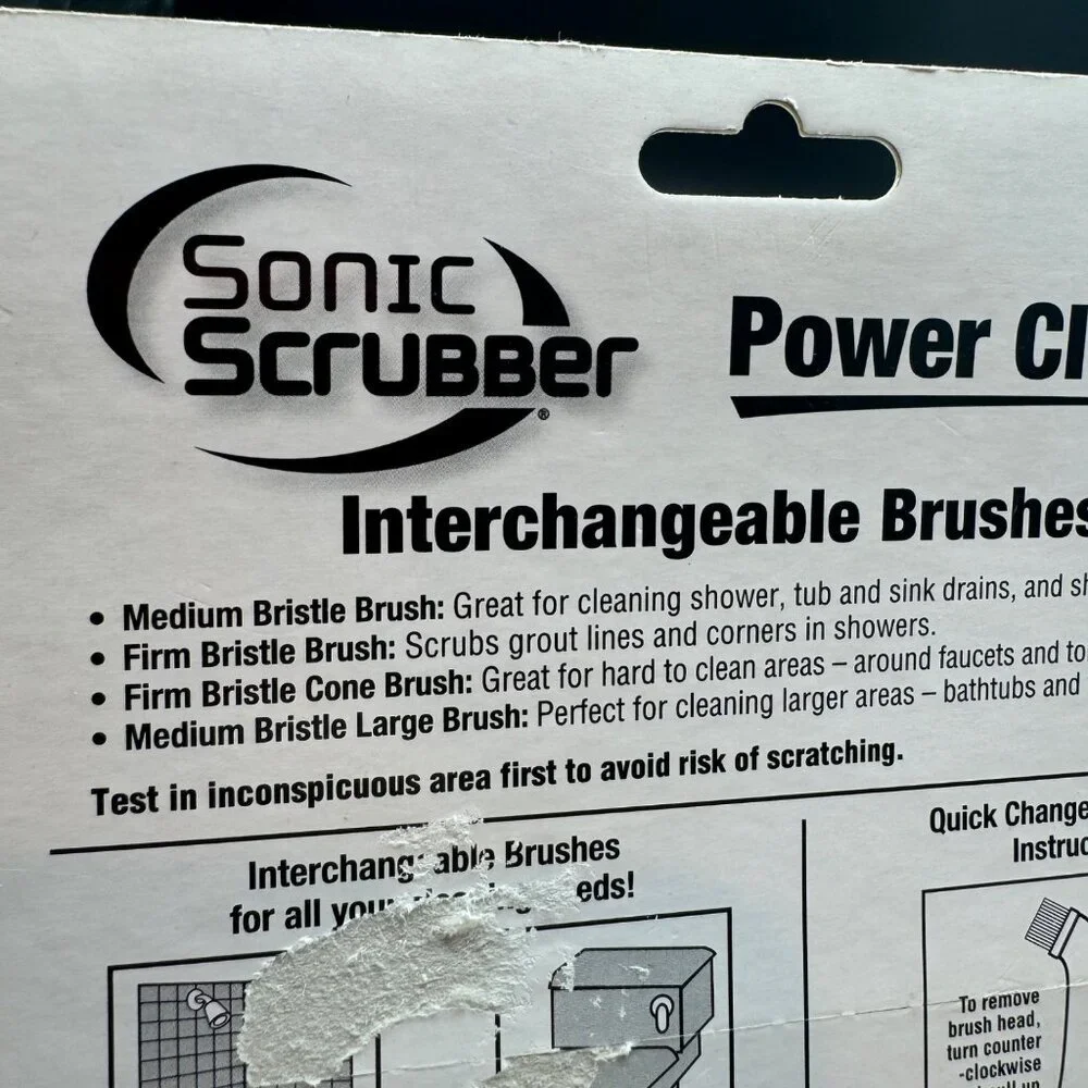 NEW SONIC SCRUBBER BATHROOM POWER CLEANER INTERCHANGEABLE BRUSHES 2 sets